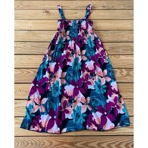 NWT Golden Butterfly Floral Sleeveless Sundress XL Black Smocked Bodice